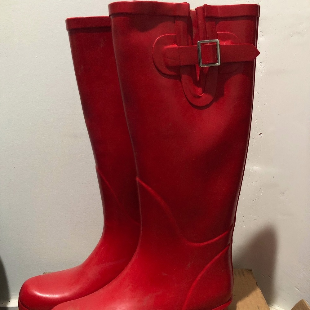 Red Tall Rain Boots